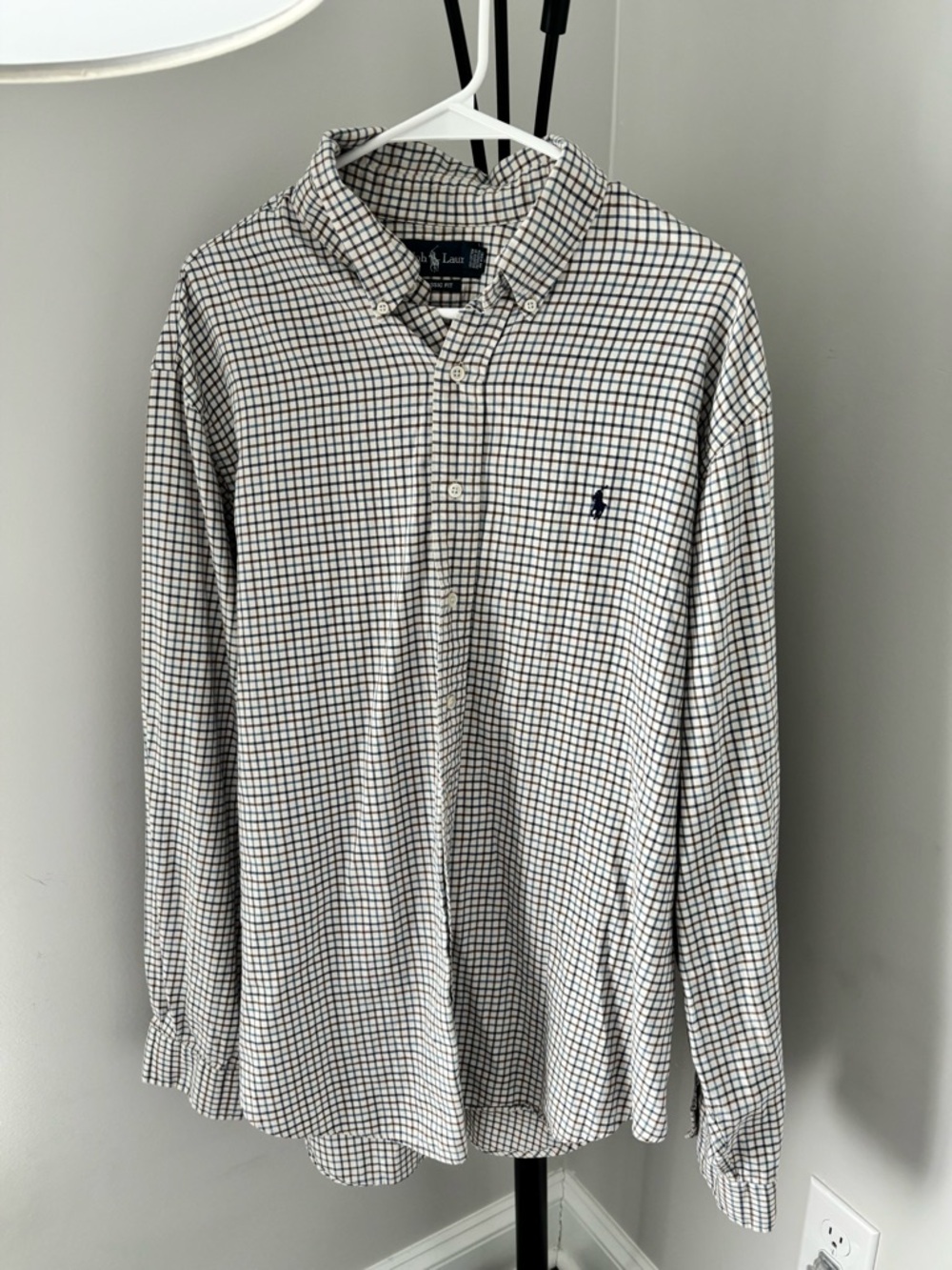 Polo by Ralph Lauren White and Navy Grid Button-Down Shirt
